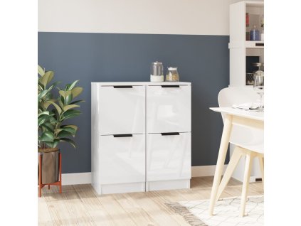 vidaXL Příborníky 2 ks bílé vysoký lesk 30x30x70 cm kompozitní dřevo