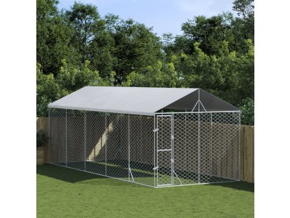 vidaXL Venkovní psí kotec se střechou stříbrný 3 x 7,5 x 2,5 m ocel