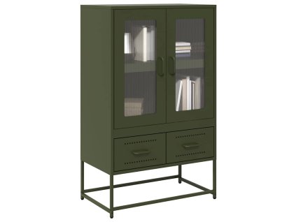 vidaXL Skříň highboard olivově zelená 68 x 39 x 111,5 cm ocel