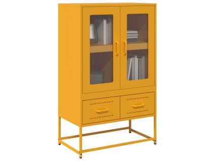 vidaXL Skříň highboard hořčicově žlutá 68x39x111,5 cm ocel