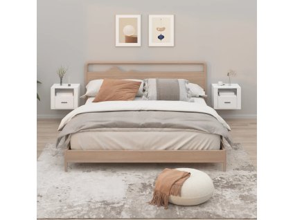 vidaXL Nástěnné noční stolky 2 ks bílé s vysokým leskem 50x36x40 cm