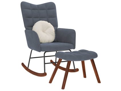 vidaXL Houpací křeslo s stoličkou tmavě šedý samet