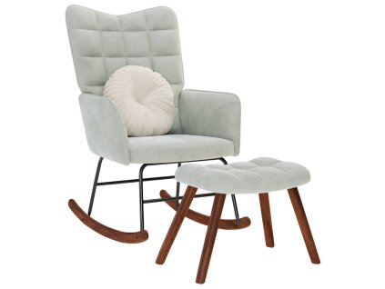 vidaXL Houpací křeslo s stoličkou světle šedý samet