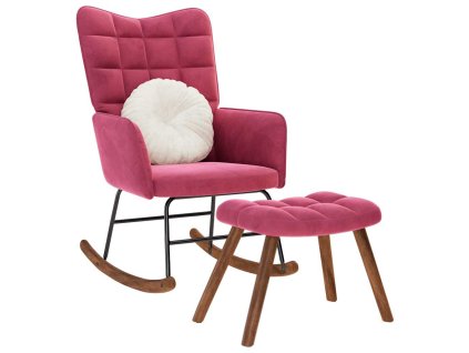 vidaXL Houpací křeslo se stoličkou vínové samet