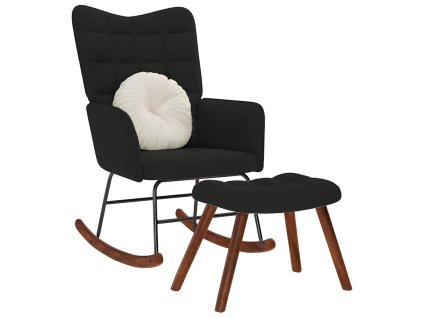 vidaXL Houpací křeslo s stoličkou černé sametové