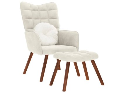 vidaXL Relaxační křeslo s taburetkou krémové sametové