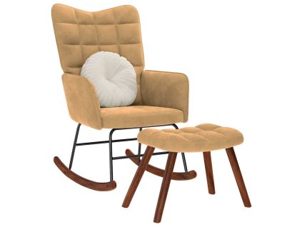 vidaXL Houpací křeslo se stoličkou hnědé samet