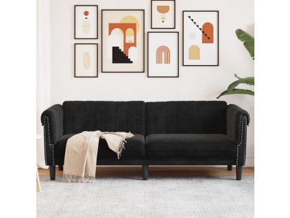 vidaXL Pohovka 3místná černá samet