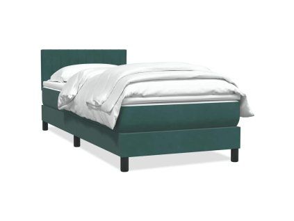vidaXL Box spring postel s matrací tmavě zelená 80x220 cm samet