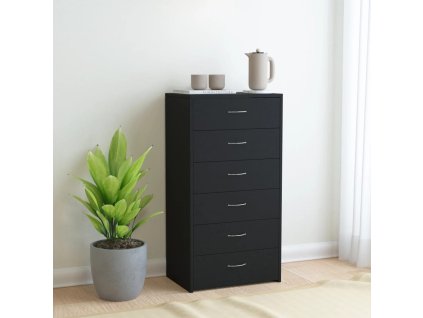 vidaXL Příborník se 6 zásuvkami černý 50 x 34 x 96 cm kompozitní dřevo