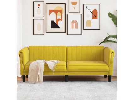 vidaXL Pohovka 3místná žlutá samet