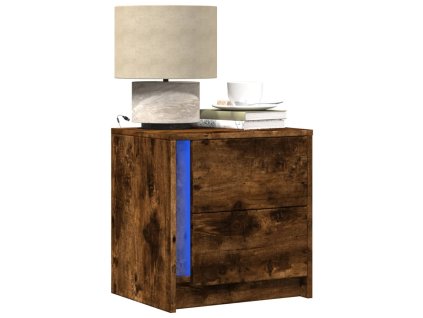 vidaXL Noční stolky s LED osvětlením 2 ks kouřový dub kompozitní dřevo