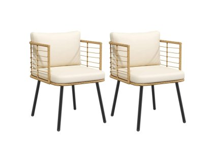 vidaXL Zahradní židle 2 ks s polštáři z přírodního polyratanu