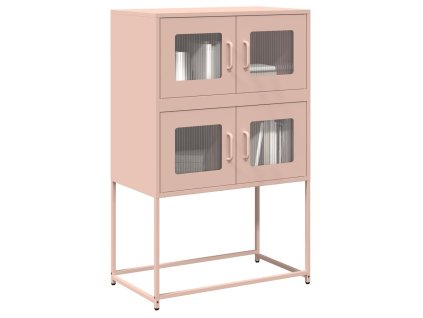 vidaXL Skříň highboard růžová 68x39x107 cm ocel