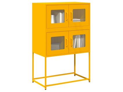vidaXL Skříň highboard hořčicově žlutá 68x39x107 cm ocel