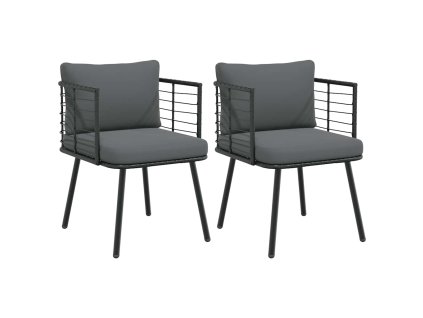 vidaXL Zahradní židle 2 ks s poduškami černé polyratan