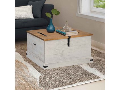 vidaXL Úložná komoda HALDEN Bílý 91x91x47 cm Borovicový masiv