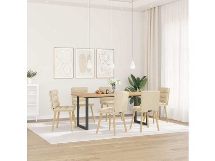 vidaXL Jídelní židle 6 ks krémové textil