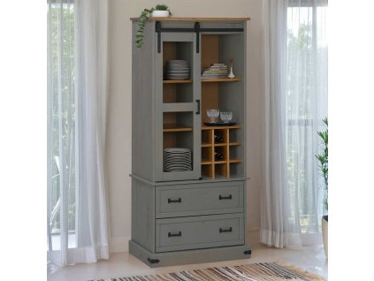 vidaXL Vinotéka HALDEN se stojany na víno a posuvnými dveřmi Grey Pine