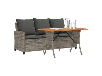 vidaXL Zahradní pohovka 3-sedák s polštáři&Stůl šedá polyratan