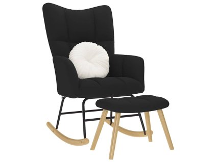 vidaXL Houpací křeslo s podnožkou černé textil