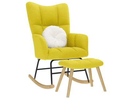 vidaXL Houpací křeslo s podnožkou světle žluté textil