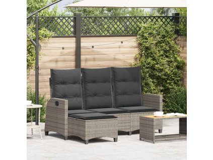 vidaXL Polohovatelná zahradní pohovka s polštáři ve tvaru L šedá
