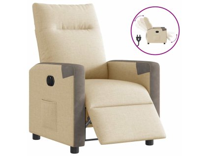 vidaXL Elektrické polohovací křeslo krémové textil