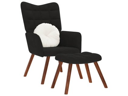 vidaXL Relaxační křeslo s taburetkou, černé sametové