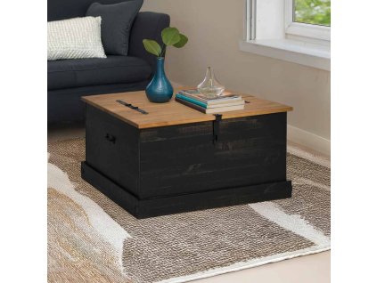 vidaXL Úložná komoda HALDEN Černý 91x91x47 cm Borovicový masiv