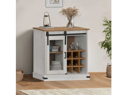 vidaXL Příborník HALDEN s posuvnými dveřmi bílý Masivní dřevo