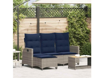 vidaXL Polohovatelná zahradní pohovka s polštáři ve tvaru L šedá