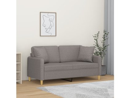 vidaXL 2místná pohovka s polštáři taupe 140 cm textil