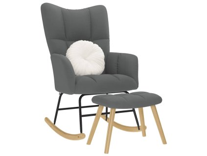 vidaXL Houpací křeslo s podnožkou tmavě šedé textil