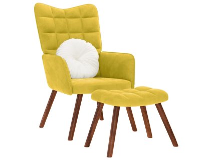 vidaXL Relaxační křeslo s taburetkou žluté sametové