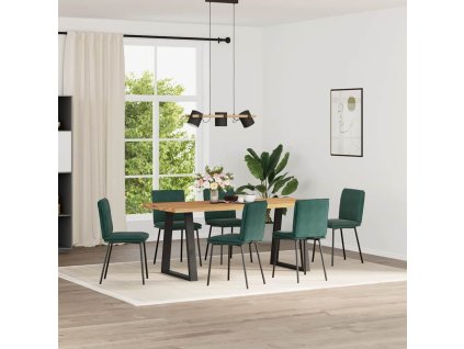 vidaXL Jídelní židle 6 ks tmavě zelené samet