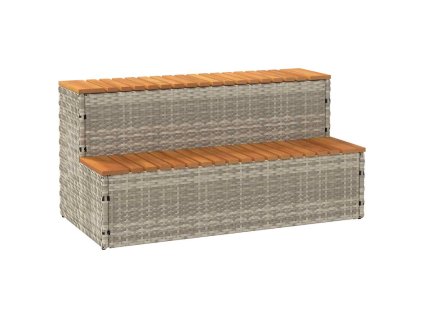 vidaXL Obruby k vířivce světle šedý 100x50x50,5cm polyratan a akáciové