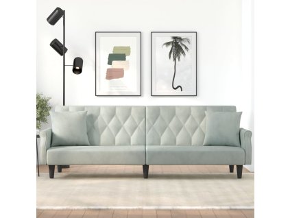 vidaXL Rozkládací pohovka s područkami světle šedá samet