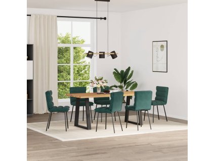 vidaXL Jídelní židle 6 ks tmavě zelené samet