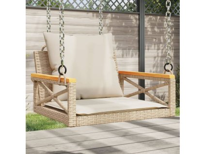 vidaXL Houpací lavice s poduškami béžová 63 x 62 x 40 cm polyratan