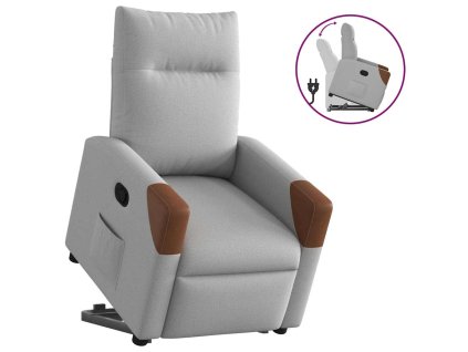 vidaXL Zvedací polohovací křeslo obláčkově šedé textil