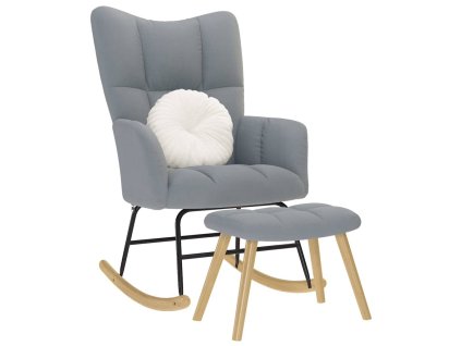 vidaXL Houpací křeslo s podnožkou světle šedé textil