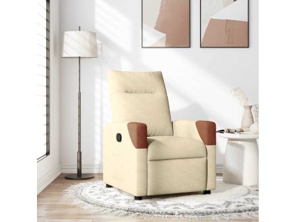 vidaXL Polohovací křeslo krémové textil