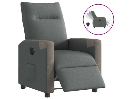 vidaXL Elektrické polohovací křeslo tmavě šedé textil