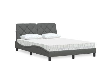 vidaXL Postel s matrací tmavě šedá 140 x 190 cm textil