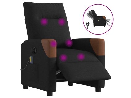 vidaXL Elektrické masážní polohovací křeslo černé textil