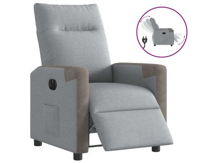 vidaXL Elektrické polohovací křeslo světle šedé textil
