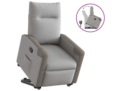 vidaXL Zvedací polohovací křeslo obláčkově šedé textil