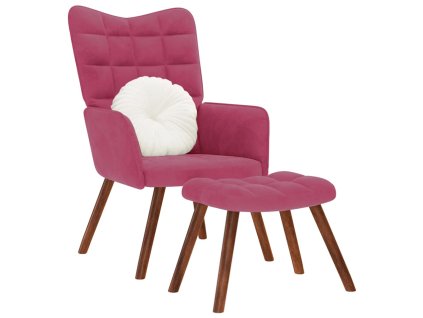 vidaXL Relaxační křeslo se stoličkou vínové samet