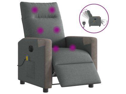 vidaXL Elektrické masážní polohovací křeslo tmavě šedé textil